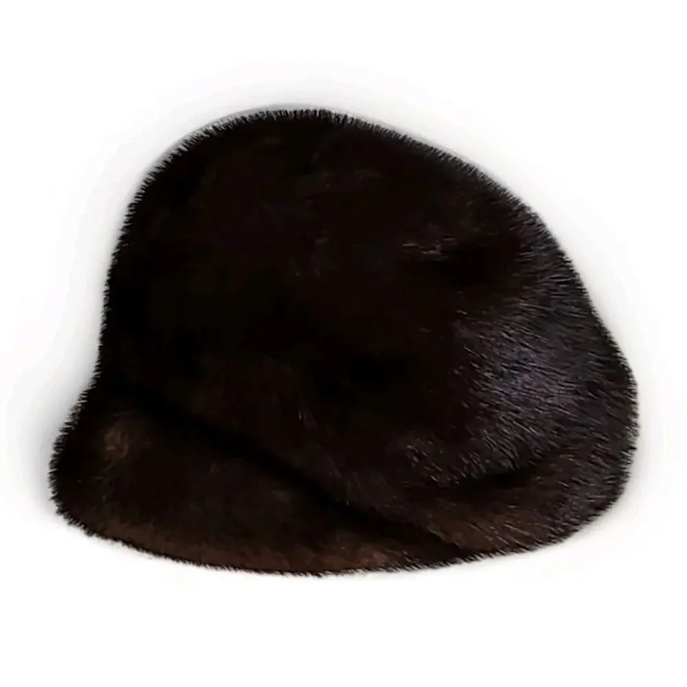 John T Shayne Chicago Mr R Vintage 50s 100% Real Mink Fur Hat w/ Box Brown XS
